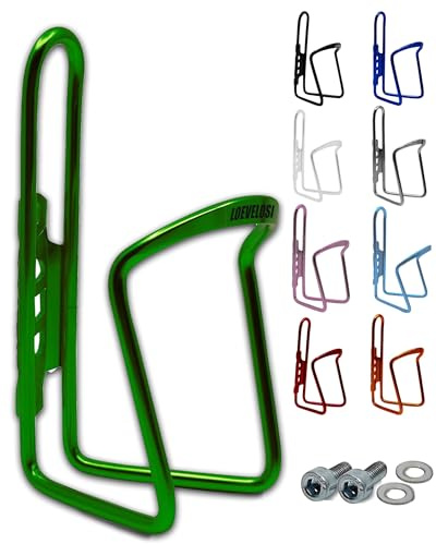 Portabottiglie per bicicletta, verde, in alluminio, extra rinforzato, per bici da corsa, mountain bike, bici da trekking, bicicletta per bambini, universale, adatto per bevande con viti di montaggio