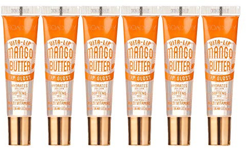 Ruby Kisses Broadway Vita-Lip Clear Lip Gloss (Mango Butter 6 Pack), Ultra-Hydrating & Soothing Formula with Multi-Vitamin Oils, High-Shine Non-Sticky Finish, Nourishing Glossy Lip Balm Softens Skin