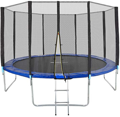 tectake® TÜV geprüftes Gartentrampolin Kinder Trampolin mit Sicherheitsnetz, als Outdoor Spielzeug, Sport Trampolin oder Spielzeug für draußen, Spielplatz für Garten - Ø 366 cm