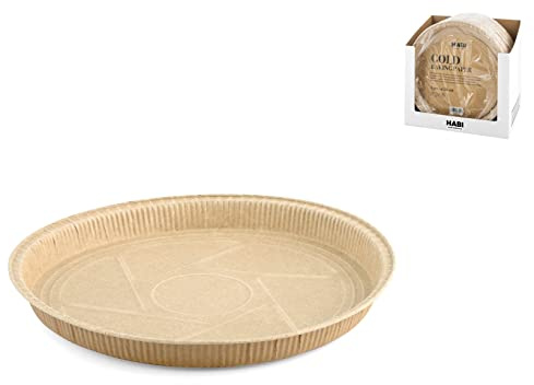 HABI GOLD Juego de 4 moldes redondos de papel antiadherente para tartas o pasteles, Kit de moldes de material reciclable, natural, biodegradable, resistente, Made in Italy, Diámetro 26 cm, Beige