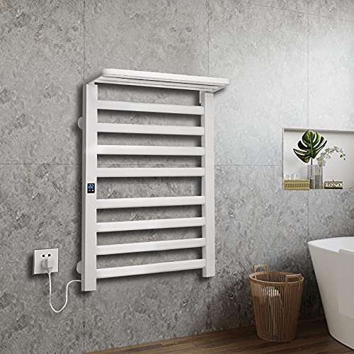 Ledph Termoarredo Bagno Interasse 40, Scalda Salviette da Bagno Elettrico, Scaldasalviette Elettrico con Termostato Programmabile Attacco a Parete, Scaldasalviette Elettrico Bagno, 45x72cm,Bianca