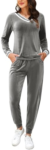 Totatuit Tuta Completa Sportiva Tuta da Casa Set Tuta Sportiva Casual Pigiami Due Pezzi Pigiama Donna Pile Set Inverno da Yoga Jogging Training Sportwear