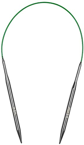 Aeelike Rundstricknadeln Set 5,5 mm, Edelstahl Rundstricknadeln mit Farbiges Stahlseil, 40 cm Metall Rundstricknadel Set, Ergonomische Stricknadeln Rundstricknadel für Socken, Schals, Pullover