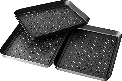3 Stück Schuhabtropfschale, Schuhmatte Schuhwanne Kunststoff Schuhablage Schuhabtropfschale 35x27x3cm Schuhtablett mit Erhöhtem Rand, Schuhe Haustiere Innen Außenbereich