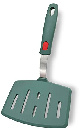 Contiup Spatola in silicone per pesce, spatola larga scanalata per pancake per pentole antiaderenti, padelle, omelette, spatola per uova, resistente al calore fino a 315,6 °C (verde)