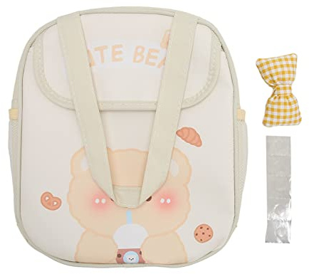 Kawaii Lunch Bag, Cute Lunch Bags Aluminum Foil Keep Warm Thicken Oxford Cloth PU with Handle for Student for Picnic (Beige Milk Tea Bear)