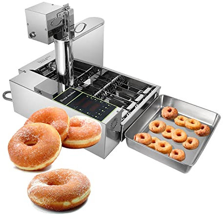 DISHENGZHEN Automatic Donut Machine Commercial Digital Donut Fryer Commercial Mini Donut Maker Donut Machine Maker Adjustable Donut Thickness Stainless Steel 5.5L Hopper 1750 unit/h