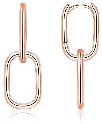 Deyanse Ohrringe Silber 925 Creolen, 925 Sterling Silber Ohrringe Hängend für Damen Frauen Mädchen, Hypoallergen Double Circle Hoop Ohrringe, Minimalistische Doppelter Kreis/Ovale Ohrringe kreolen