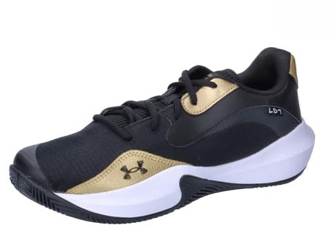 Under Armour Unisex UA Lockdown 7 Low Basketball Schuhe, Black/Metallic Gold/Black, 48.5 EU