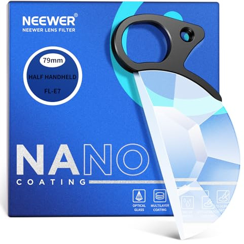 NEEWER 79 mm halvmåne kalejdoskop prismlinsfilter med handtag, 1/4 tum gänghål för litet stativ magisk arm, halvcirkelformat glaseffektfilter av optisk K9-kristall för variabel antal motiv