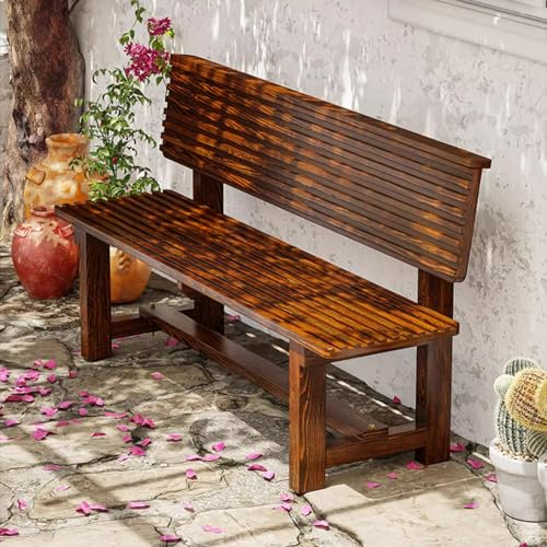 Yclty Gartenbank für Den Außenbereich – Allwetter-Parkbank Aus Holz mit Rückenlehne, 700 Pfund Tragkraft, Terrassenbank für 2–3 Personen für Veranda, Garten, Hof, Rasen (Size : L-150cm(59in))
