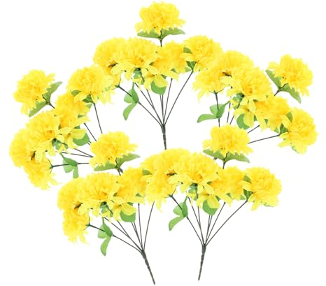 Ciieeo Künstliche Chrysanthemen Grabdekoration Langlebig Und Realistisch Aus Stabilem Material Wetterbeständig Grabschmuck Für Friedhof Und Gedenkstätten in Natürlichem Gelb