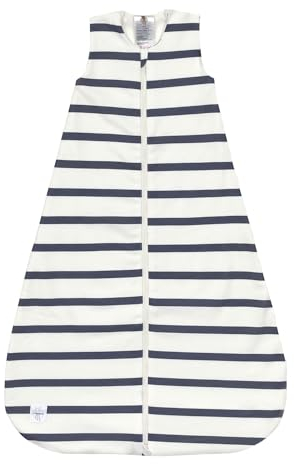 LÄSSIG Baby Schlafsack ärmellos Bio Baumwolle GOTS zertifiziert 1,0 TOG/Sleeping Bag Striped milky/navy, Größe 50/56