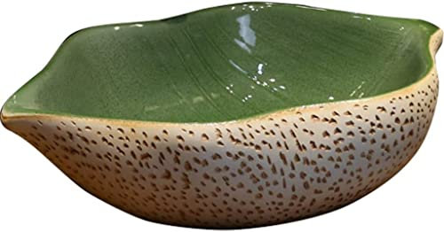 DDNGEJ Lavandino per lavabo da Bagno sopra Il bancone, lavabo da Giardino in Ceramica con Foglia di Loto in Stile Cinese Lavabo da Bagno retrò Corridoio Verde Hotel sopra lavabo da appogg
