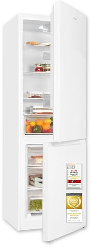Exquisit Kühl-Gefrierkombination - 185 cm Kühlschrank mit Gefrierfach | 315 l Volumen, Energieklasse C, 4-Sterne Gefrierteil, Schnellgefrieren, LED-Licht, Wechselbarer Türanschlag, Weiß