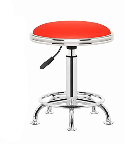 Hocker auf Rädern, Mini-Arbeitsstuhl, kurzer Arbeitshocker, kleine Werkbank für Zuhause, Beauty, Massage, Spa, 42–54, 5 Farben (Farbe: Rot) Hello