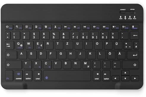 zoyu Deutsche Bluetooth Tastatur für iPad 11/10.9/10.2/9.7, Air 6/5/4/3, iPad Pro 11/10.5/9.7, Bluetooth Tastatur mit Deutschem Layout QWERTZ, Schwarz