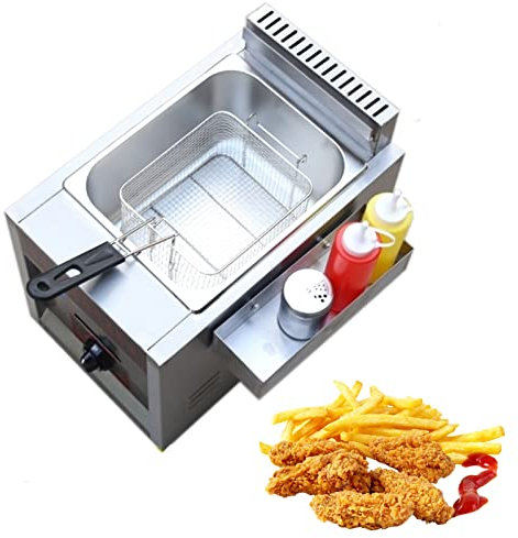 Friteuse Commerciale, Couvercle de Panier de friteuse en Acier Inoxydable, friteuse à gaz de Grande capacité, Facile à Nettoyer, pour la Cuisson des Aliments sur Le comptoir à la Maison (Sty