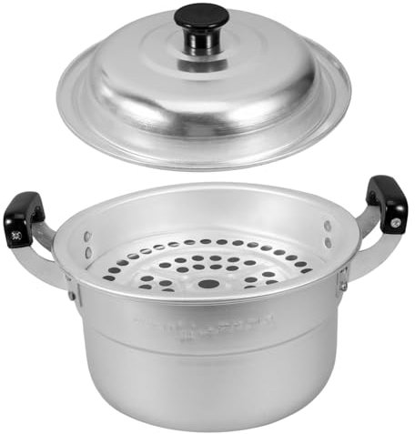 HOLIDYOYO Cacerola De Aluminio Reforzada Para Cocción De Sopas y Pastas Olla De Vapor Para Uso Diario Diseño Seguro y Resistente Asas Laterales Para Mayor Comodidad