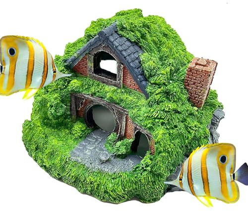 Xinhuju Aquarium-Fischhaus, Dekoration für Reptilienhöhle, Aquarium-Dekoration, Harzhaus für Aquarium, Aquarium-Dekorationen