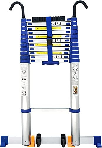 DLNTXFDG Scala telescopica in Alluminio per tetti da 8 m/7 m/6 m/5 m/4 m, Scale telescopiche estensibili con Gancio Staccabile e Barra stabilizzatrice, capacità di 330 libbre (Dimensioni: 6