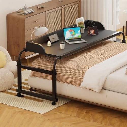 Klein überbetttisch Auf Rollen，überbetttisch Mit Rollen Mobiler Betttisch Tisch Klappbar Rolltisch Betttischen Beistelltisch Für Pflegebett(Color:Schwarz+)