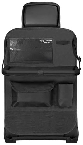 NINESPRING Organizer Sedile Auto Bambini con Tavolino Pieghevole, Protezione Sedile Auto Bambini Posteriore con Tasche, Impermeabile, Nero