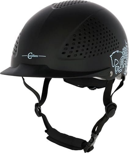 Covalliero 3230155 Reithelm Beauty 2.0, 4-Punkt-Befestigung, Schwarz, 52-54 cm