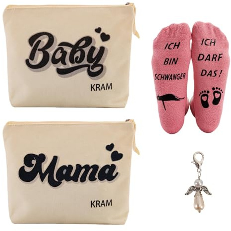 Geschenke für Werdende Mütter Schwanger Schwangerschaft Geschenk für Schwangere, Kosmetiktasche Socken Schlüsselanhänger,für Mama Schwangerschaft Geschenk zur Geburt für Neue Mama Babyparty