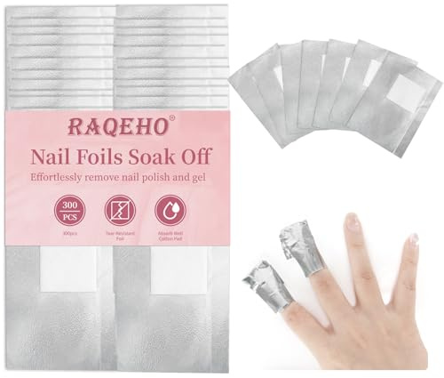 RAQEHO 300 StüCk Nagellackentferner Pads Soak Off Folien Nail Wraps, mit Zelletten für GelnäGel für Gel Nail Polish Remover Cleaner GelnäGel Nagellack, Acetonfrei, NäGel Zubehör, Stuff, Accessories | Nagelfolien mit vormontierten Wattepads für Gel, Acryl, Maniküre, Zubehör für Nageltechnik, Kunst