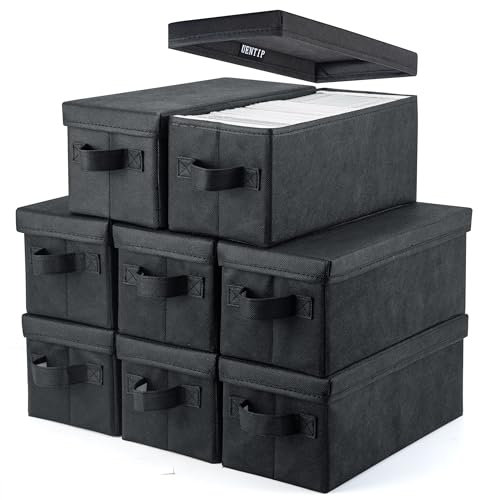 UENTIP CD-Aufbewahrungsbox, 1 Stück, CD-Hülle, 33,5 x 15 x 13,5 cm, Behälter für 30 CDs in vollen Juwelenhüllen, 60 CDs in schlanken Hüllen und 165 CDs in CD-Hüllen (black, 8pack-black)