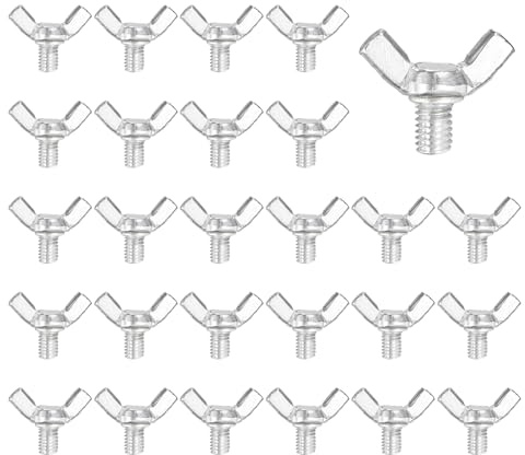 sourcing map Lot de 40 boulons papillon M6 x 8 mm en acier carbone plaqué zinc pour maison, machine, équipement électronique
