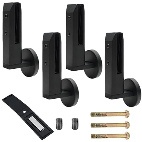 Lot de 4 embouts de garde-corps en verre pour installation latérale noire – Pinces en acier inoxydable 304 pour verre épais de 3/8 à 1/2 – Supports de clôture de piscine faciles à monter – Balcon
