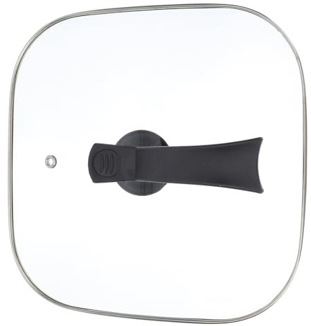 Tapa de Olla Cuadrada de Vidrio 30cm para Olla Eléctrica | Diseño Multifuncional Vertical, Borde de Plástico, Orificio Redondo de Descompresión