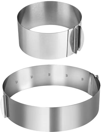 Toyvian Lot de 2 Cercles à Mousse Réglables en Acier Inoxydable Moules à Pâtisserie Ronds 15-30 CM Bords Lisses pour Démoulage Facile pour Cheesecakes Mousses et Tartes Ustensiles de
