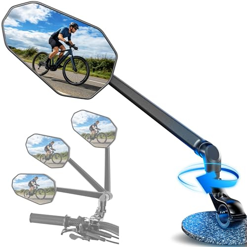 COICER Rétroviseur pour Vélo Électrique, Miroir Gauche pour Vélo Électrique | Pliable et Pivotable à 360°Surface Miroir Extra Large, Verre Véritable Résistant aux Chocs, Accessoire de Vélo Électrique