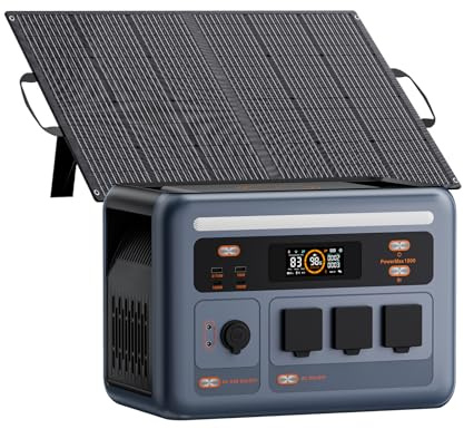 OSCAL PowerMax 1800SE Tragbare Powerstation mit 100W Solarpanel | 1024Wh LFP Batterie Backup mit 3x1800W AC Ausgäng, Schnellladung von 0-80% in 45 Mins, Notstromaggregat für Camping