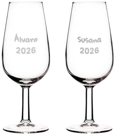 DEREGALOOS Catavino Personalizado 15 cl con Nombre o Diseño. Copa de Cristal Grabada para Degustaciones, Eventos, Bodegas y Celebraciones. Regalo Elegante para Aficionados al Vino (2 Copa)