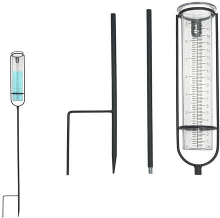 Cylocrya Pluviomètre de Jardin Résistant au Gel 21,3 cm Haute Précision avec, Grandes Échelles Lisibles, Hauteur Réglable 50-72cm, Support Métal Antirouille pour Jardin, Pelouse et Terrasse