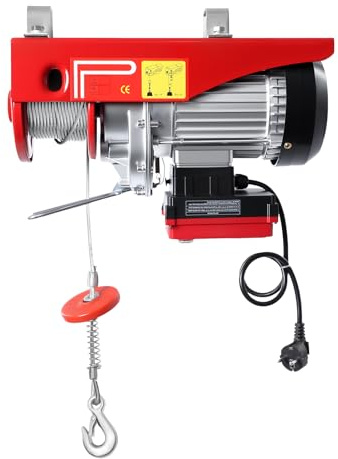 Goddlgjik Argano elettrico fino a 600 kg, 1200 W, verricello elettrico con telecomando senza fili, velocità di sollevamento 10 m/min, altezza di sollevamento 12 m, per agricoltura, cantiere, officina