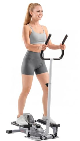 Sunny Health & Fitness Magnetic Standing Elliptical with Handlebars - SF-E3988, Grey