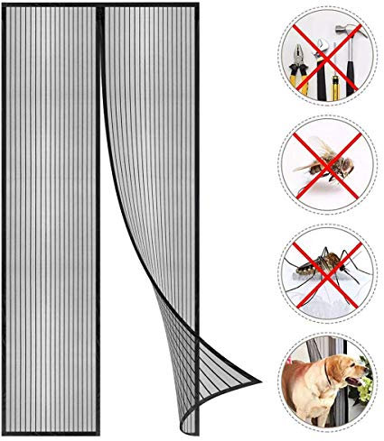 Coedou Magnet Fliegengitter Tür Insektenschutz 90 x 210 cm, Der Magnetvorhang ist Ideal für die Balkontür, Kellertür und Terrassentür, Kinderleichte Klebemontage Ohne Bohren, Nicht Kürzbar