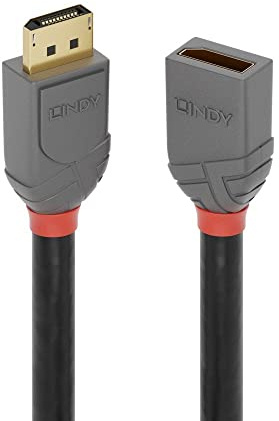 LINDY 36495 0.5m DisplayPort Verlängerungskabel, Anthra Line