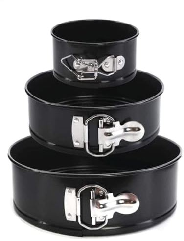 ProjectFont Teglie con cerniera per dolci Tortiera apribile 3 Dimensioni (23cm - 18cm - 12cm) Stampo per Torte Antiaderente da Forno Multiuso Fondo Piatto Rimovibile in Acciaio al Carbonio