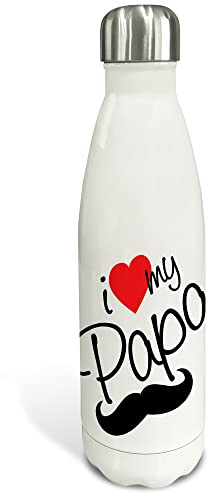 LolaPix Botella agua acero inoxidable. Botella personalizada. Botella acero inoxidable. Botella térmica de doble capa. Libre BPA. 500ml y 750ml. Día del padre. My Papa