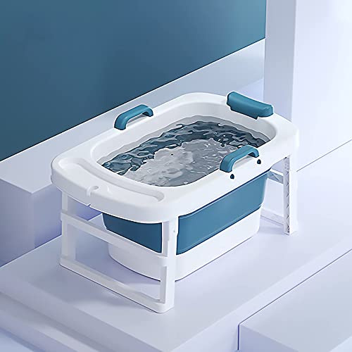 LRBBH Faltbare Babybadewanne, Multifunktions-Zusammenklappbare Baby-Badewanne Mit Armlehne Pp Und Tpe-Material, Für Neugeborene Säuglingskinder,Blau