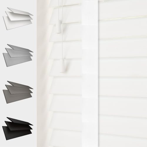 Faux Wood Venetian Blind [White, 60cm Width x 120cm Drop, Tape]