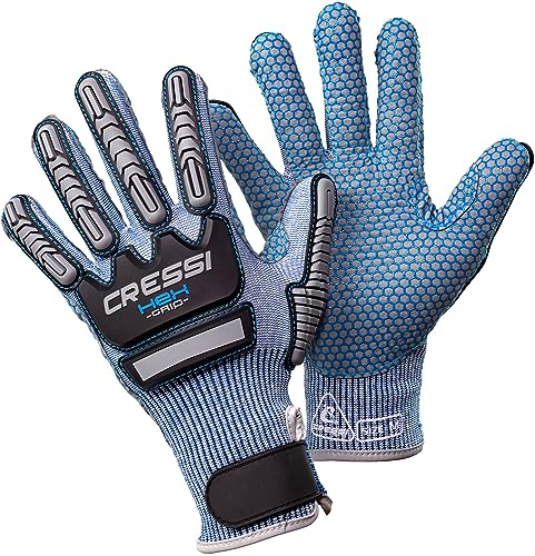 Cressi Hex Grip Gloves - Schnitt und Abriebfeste Handschuhe für Apnoe und Tauchen, Blau, S, Erwachsene Unisex