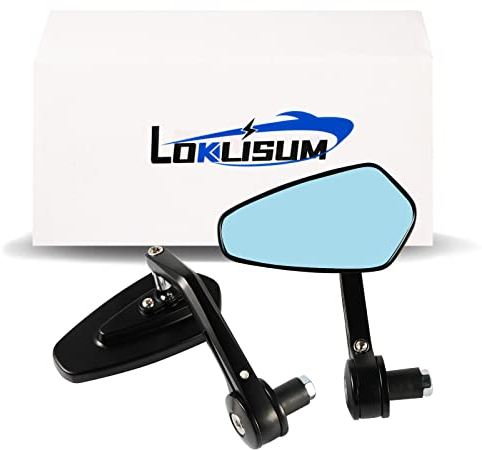LOKLISUM Retroviseur Moto Embout de Guidon 7/8 22mm CNC Verres Antireflets Bleus Rétroviseurs Latéraux Moto Compatible avec Moto Scooter Quad ATV Vélos Z1000 Z750