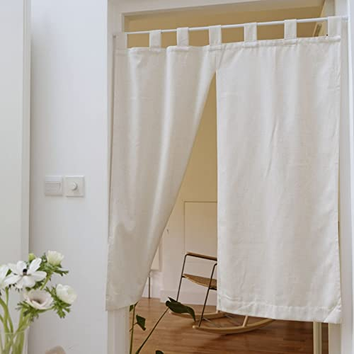 V3VOGUE Leinen Gardinen Türvorhang - 1 Stück Sling Beige Halber Fenstervorhang - Einfach Aufzuhängen - Scheibengardinen Landhausstil Kurzstores Für Balkon/Garten/Schrank/Kurze Küchenvorhang